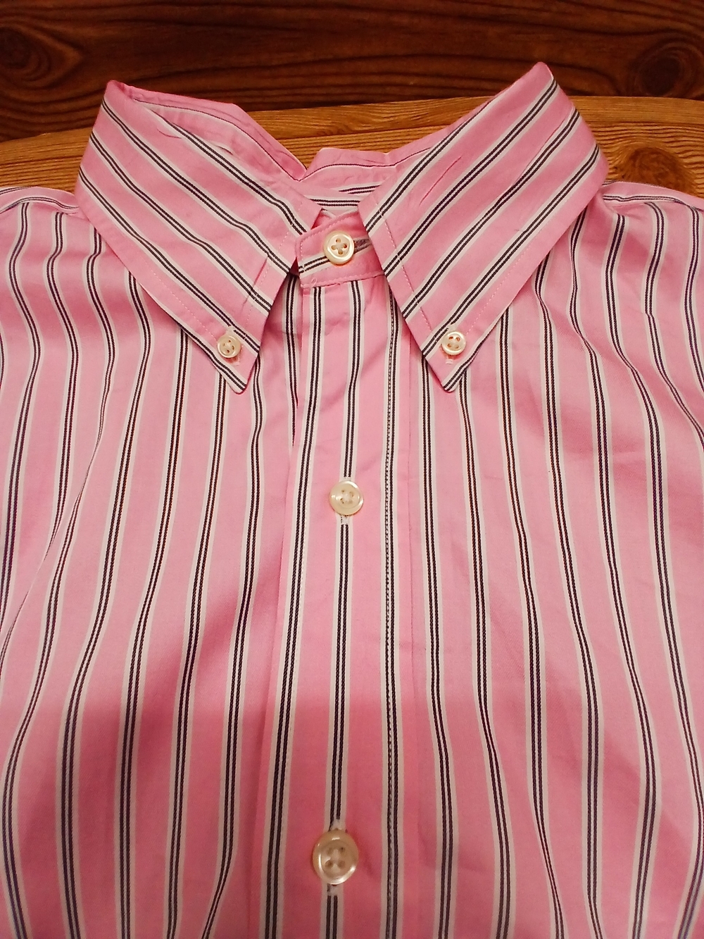 Ralph Lauren Pink Striped Men's Long- Sleeve Dress Shirt US Size XL.